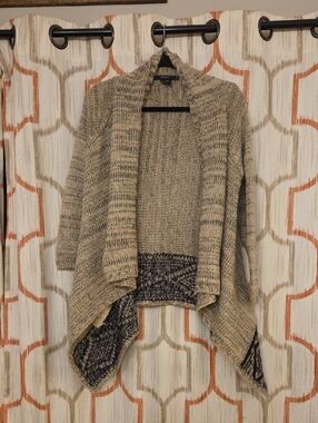 Open-Front Knit Cardigan Sweater in Beige